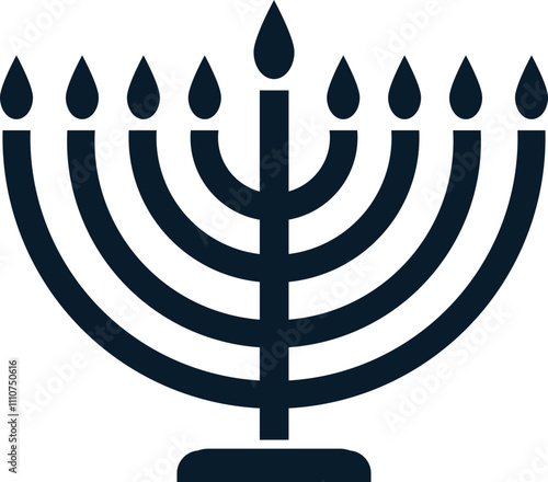Obraz na płótnie Hanukkah menorah icon. Hanukkiah. Flat style minimalist element. Simple vector illustration w salonie