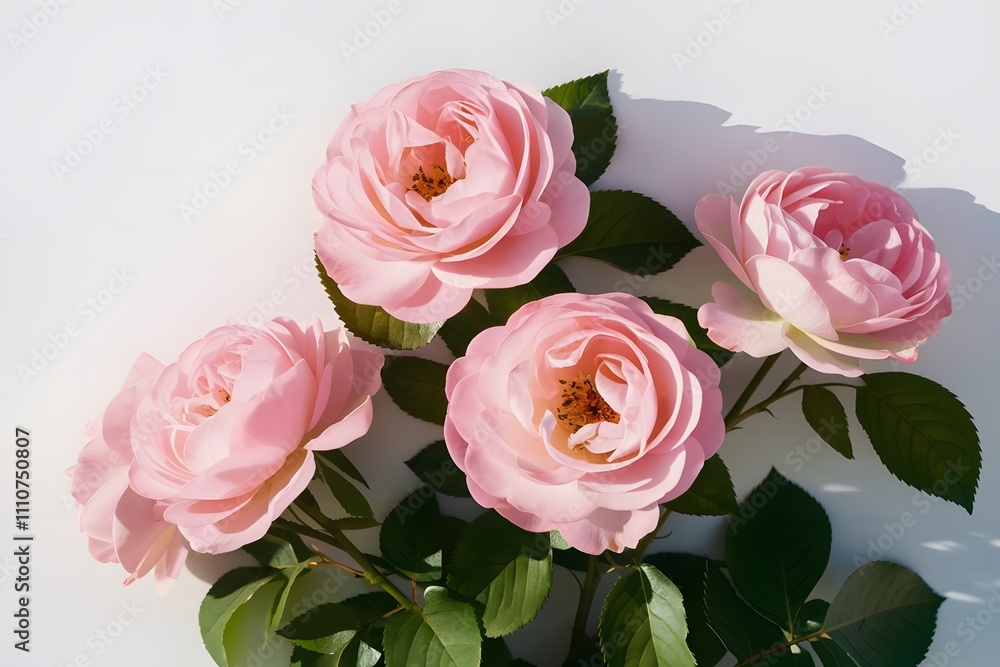 Fototapeta premium Pink roses isolated on white background. 