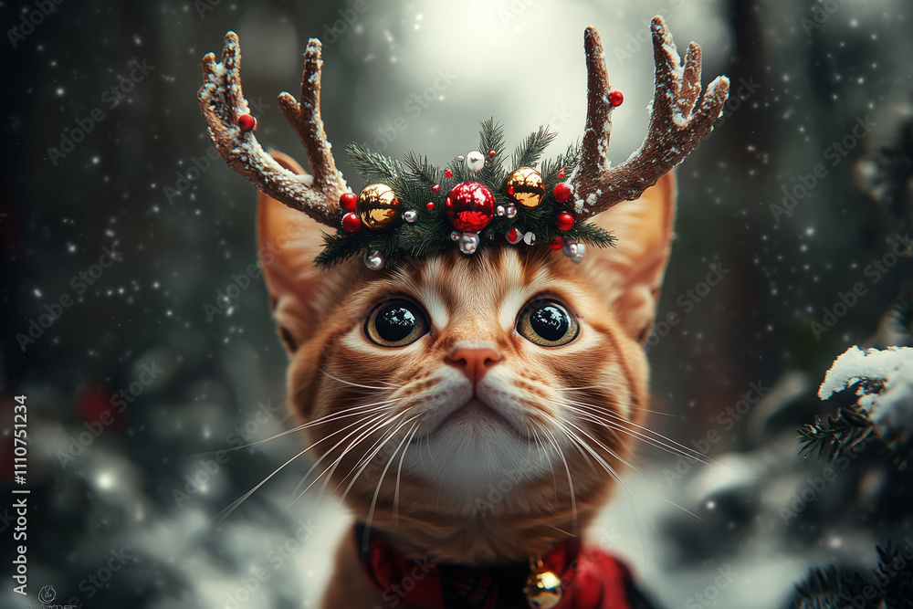 christmas card with cat and ball christmas card with cat and ball