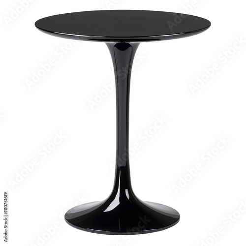 A sleek black side table on a white background