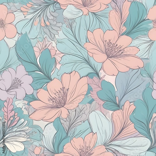 Pastel Abstract Floral seamless pattern design for fashion textiles, graphics, backgrounds and crafts