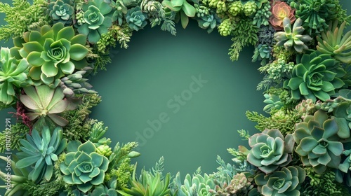 Wallpaper Mural Succulent Wreath on Green Background: Floral Art and Nature Torontodigital.ca