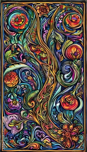 Wallpaper Mural abstract colorful background with ornaments Torontodigital.ca