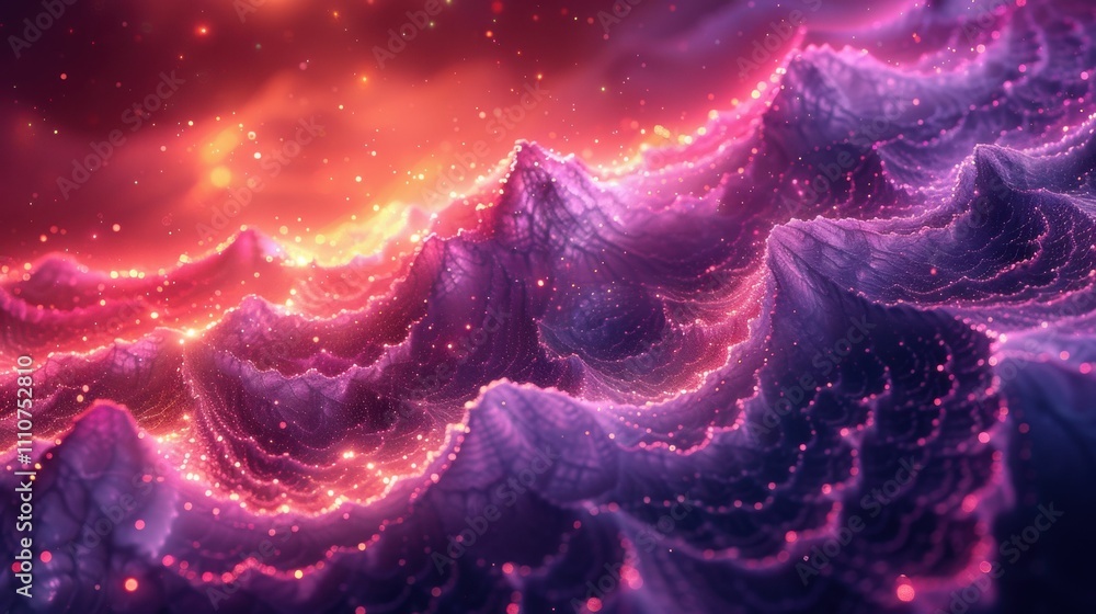 A purple and pink ocean with a bright orange sun in the background A purple and pink ocean with a bright orange sun in the background
