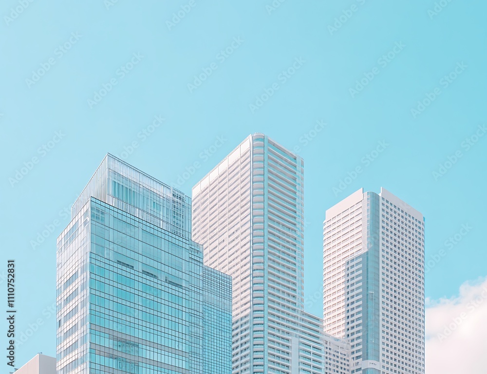 Modern Skyscrapers Against A Clear Blue Sky Modern Skyscrapers Against A Clear Blue Sky
