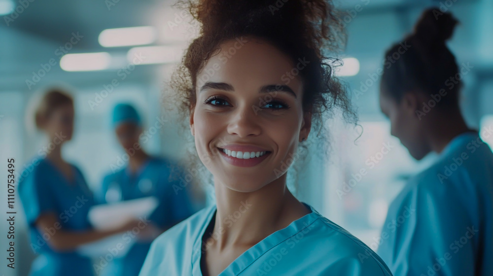 Confident nurse smiling and looking at the camera Confident nurse smiling and looking at the camera