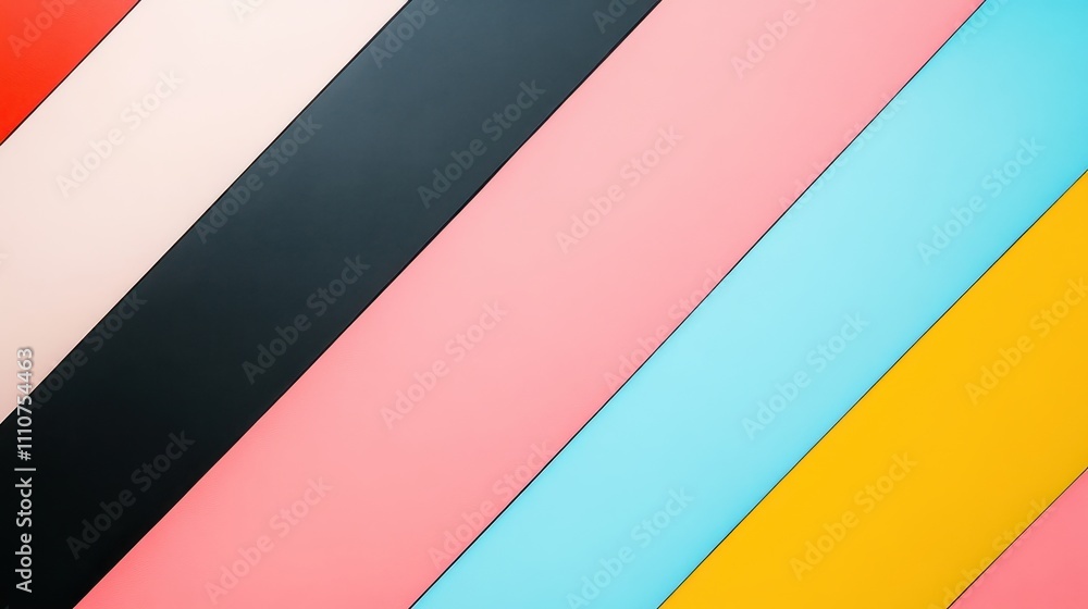Minimalist Geometric Patterns Featuring Thick Black Diagonal Lines Across a Colorful Palette of Red, Pink, Black, Blue, and Yellow Elements for Modern Design Aesthetics Minimalist Geometric Patterns Featuring Thick Black Diagonal Lines Across a Colorful Palette of Red, Pink, Black, Blue, and Yellow Elements for Modern Design Aesthetics