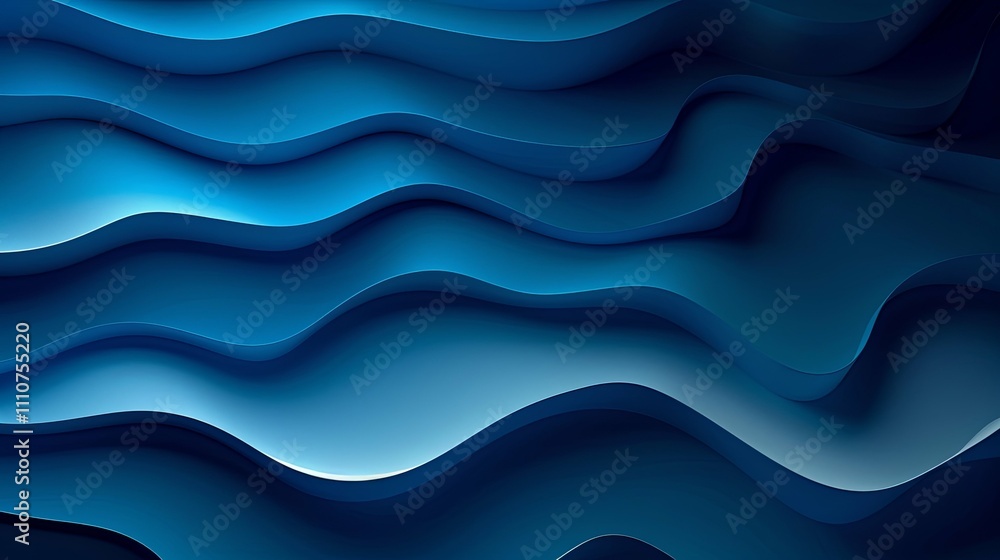Abstract Blue Layered Wavy Pattern, 3D Rendering Design Abstract Blue Layered Wavy Pattern, 3D Rendering Design