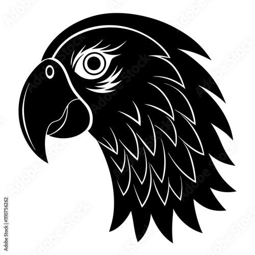 African Grey Parrot head silhouette vector art on a whit background  photo