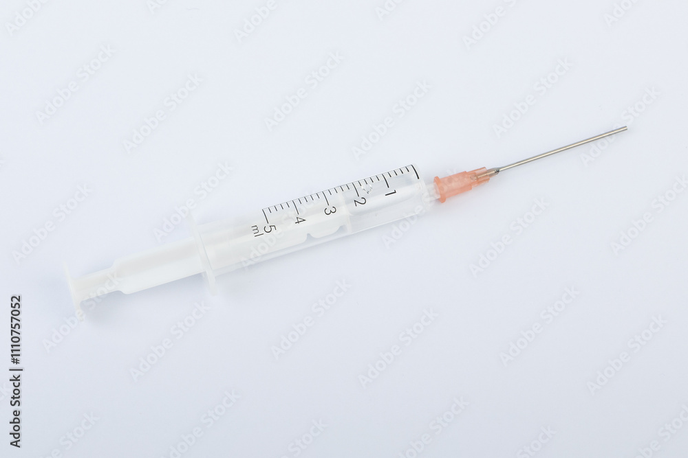 Syringe with needle and vaccine on white background Syringe with needle and vaccine on white background