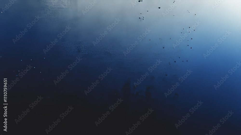 Fototapeta premium Mysterious Deep Blue Underwater Scene at Night with Scattered Objects