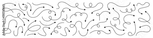 Collection of doodle line arrows icons