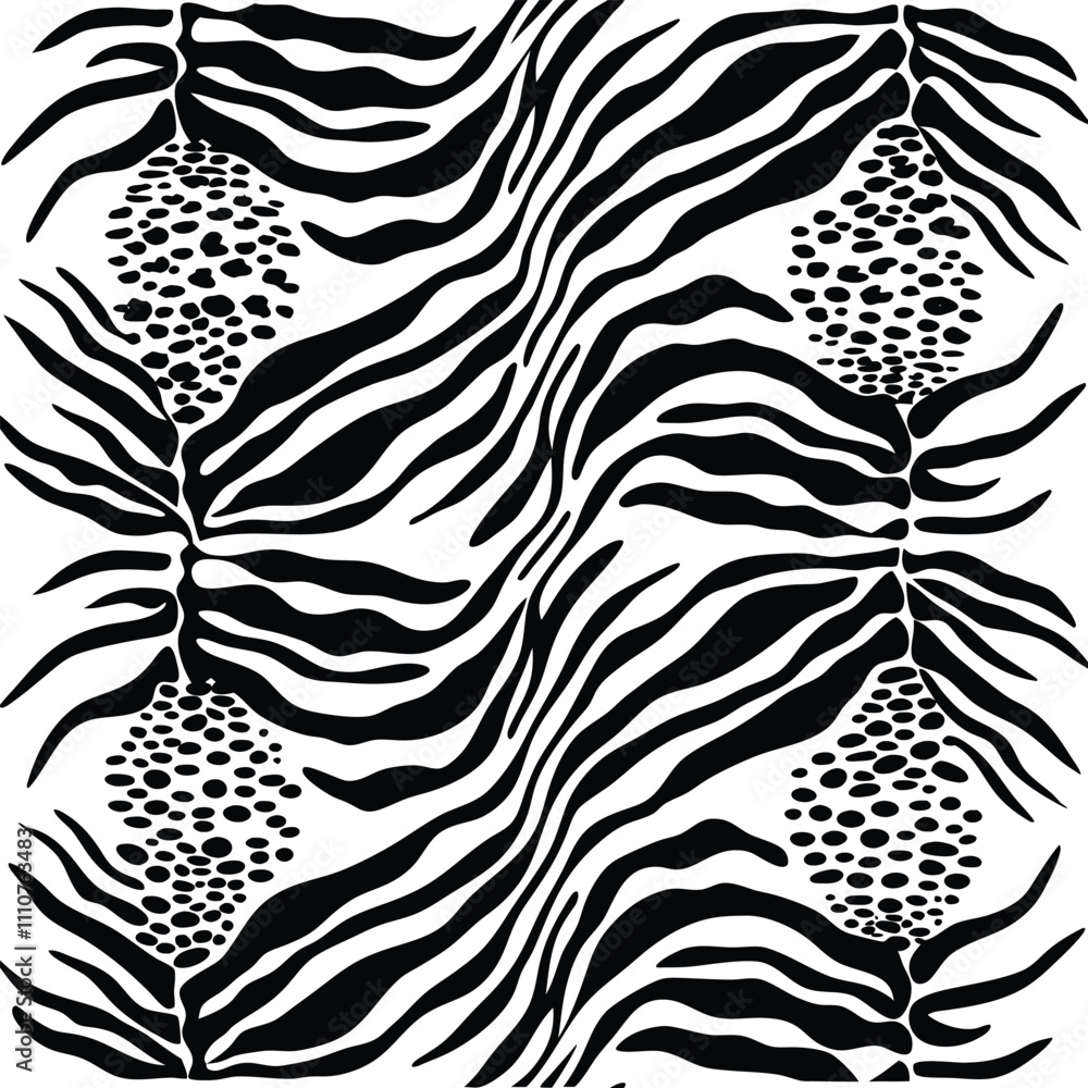 Zebra Skin Pattern in Black and White with Spots Zebra Skin Pattern in Black and White with Spots