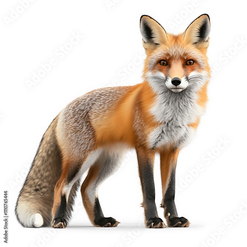 Red Fox Isolated on a Transparent Background, Showcasing Its Stunning Fur, Sharp Eyes, and Agile Stature, Representing the Beauty of Wildlife