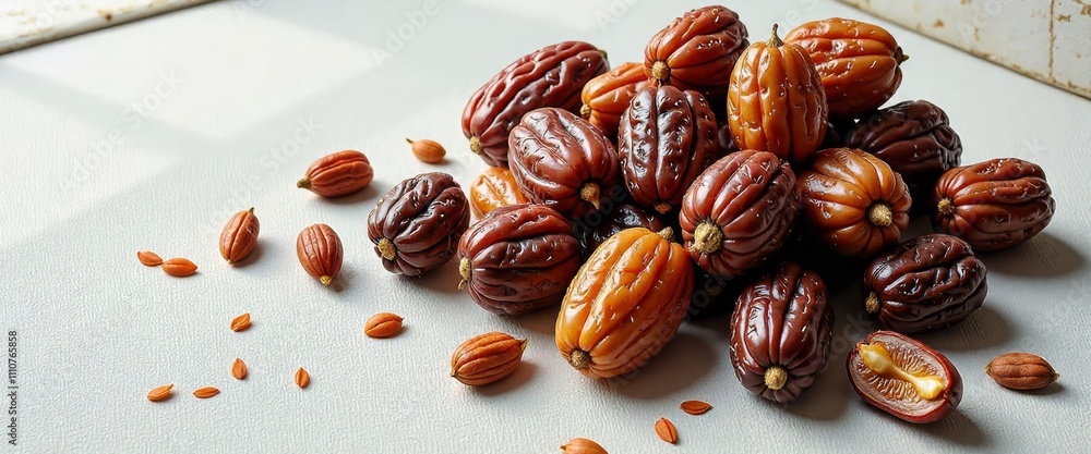 A bunch of nuts, including almonds, are piled on top of each other. The almonds are spread out around the pile of nuts, creating a visually appealing and appetizing display A bunch of nuts, including almonds, are piled on top of each other. The almonds are spread out around the pile of nuts, creating a visually appealing and appetizing display