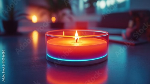 Candlelight Glow in Dark Room with Blue and Orange Lighting