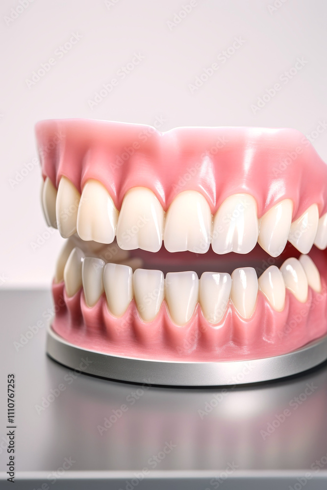 Fototapeta premium dental implantation close-up artificial jaws Generative AI