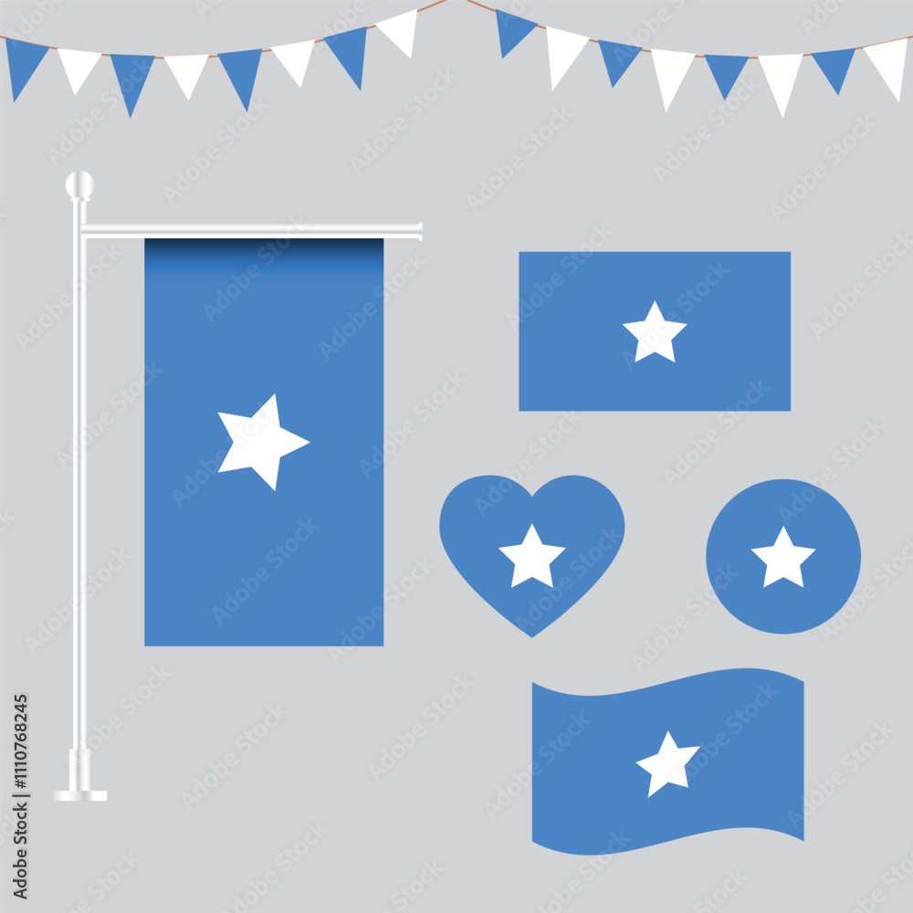 Vector collection of Somalia flag emblems and icons in different shapes Vector collection of Somalia flag emblems and icons in different shapes