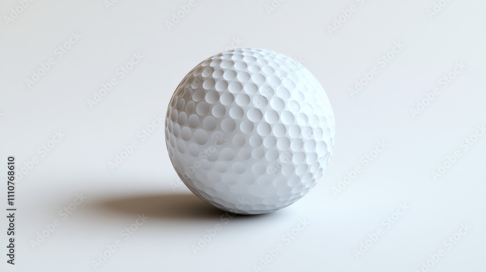 Realistic Close-up View of a White Golf Ball on a Smooth White Surface, Perfect for Sports and Golf-Themed Projects and Marketing Materials Realistic Close-up View of a White Golf Ball on a Smooth White Surface, Perfect for Sports and Golf-Themed Projects and Marketing Materials