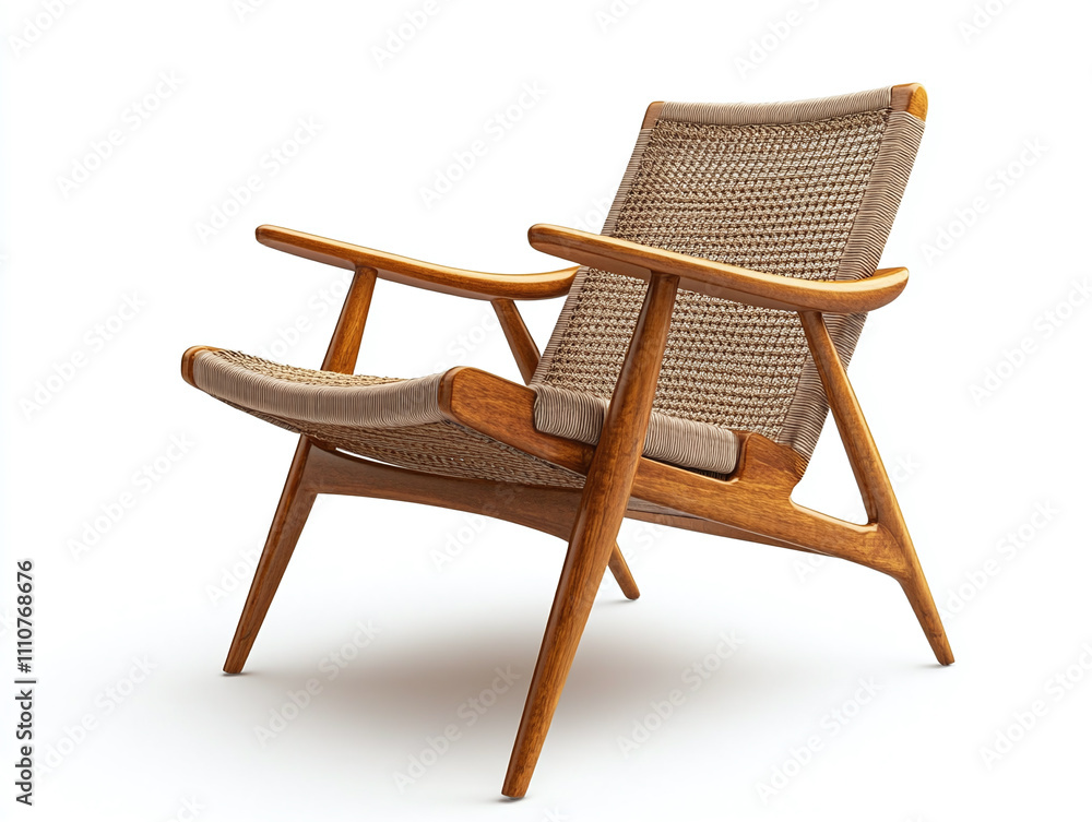 Wooden accent chair with a mid-century design isolated on white background Wooden accent chair with a mid-century design isolated on white background