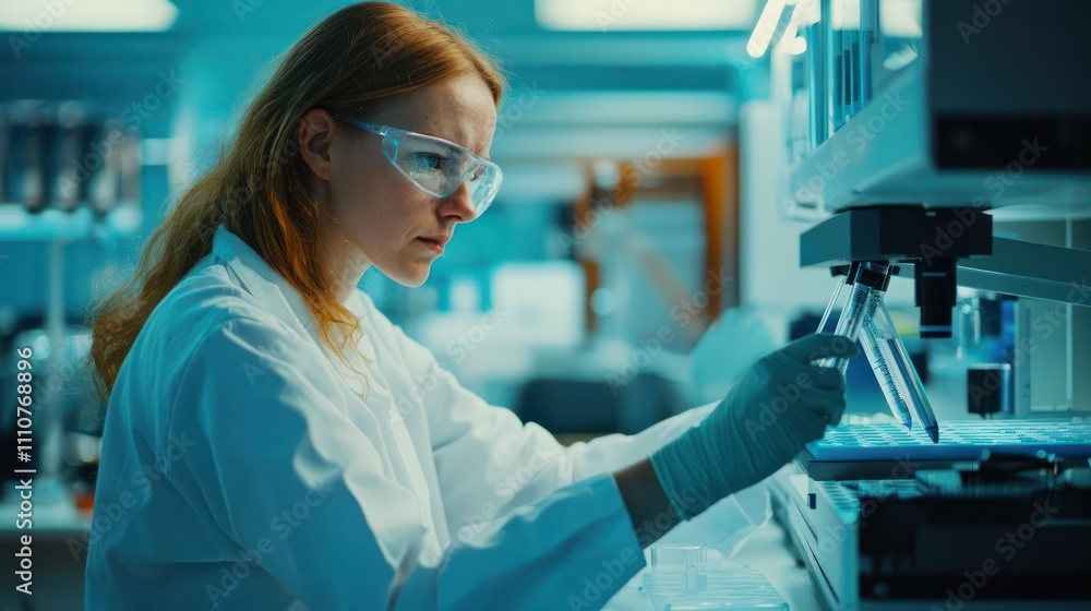 A medical laboratory technician preparing samples for analysis with professional equipment A medical laboratory technician preparing samples for analysis with professional equipment