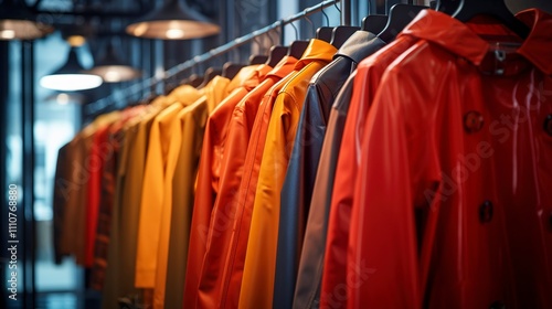 Wallpaper Mural A photo of a rack of stylish raincoats in a boutique. Torontodigital.ca