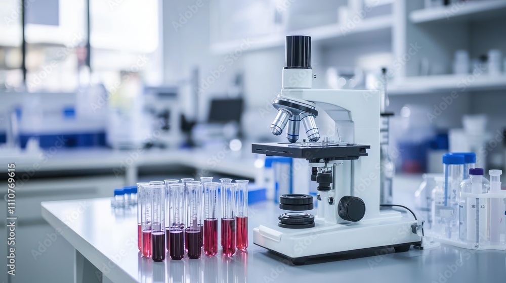 A modern medical laboratory with advanced diagnostic tools and patient sample processing A modern medical laboratory with advanced diagnostic tools and patient sample processing