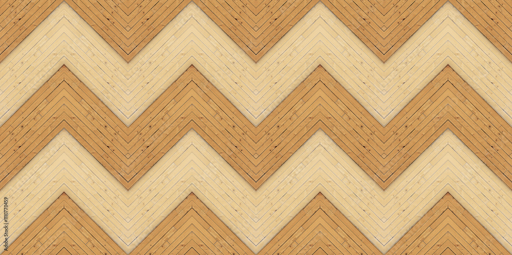 Chevron-patterned flooring in light and dark wood tones, blending natural textures into a zigzag design. Chevron-patterned flooring in light and dark wood tones, blending natural textures into a zigzag design.