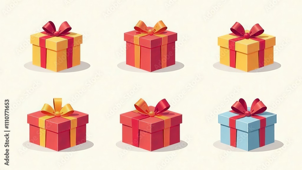 Fototapeta premium illustratiob set of gifts, presents and sale conception
