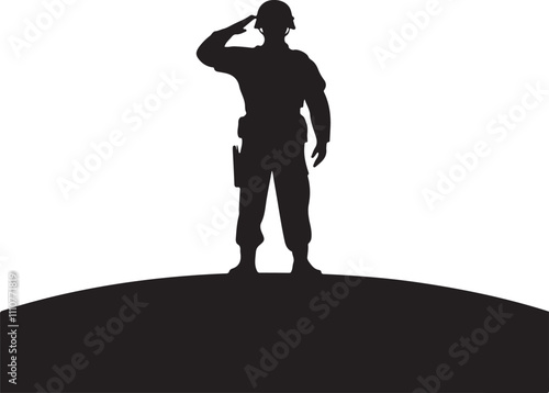Heroic Soldier Silhouette Saluting for Decoration and Merchandise