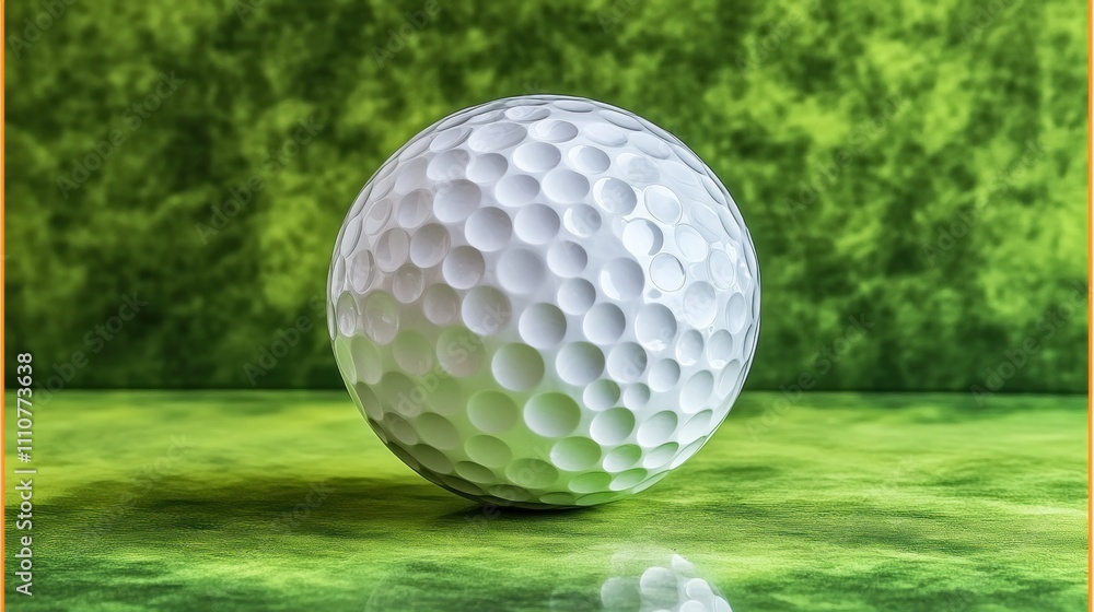 Close-Up of a White Golf Ball on a Vibrant Green Abstract Background Showcasing Texture and Detail Perfect for Sports and Recreation Themes Close-Up of a White Golf Ball on a Vibrant Green Abstract Background Showcasing Texture and Detail Perfect for Sports and Recreation Themes