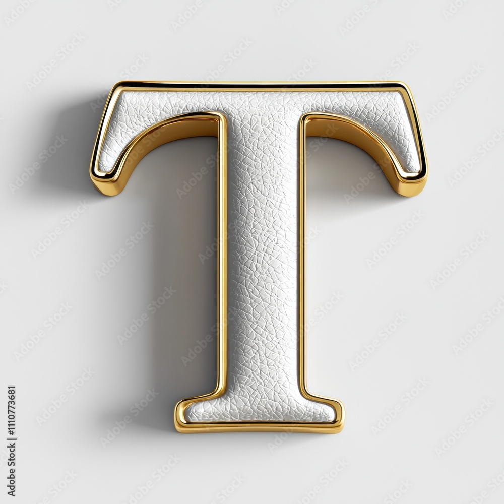 Elegant 3D Cream and Gold Letter T Design Elegant 3D Cream and Gold Letter T Design
