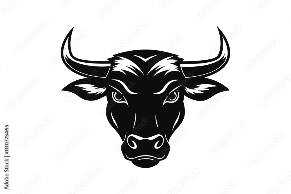 Ox head silhouette black vector art illustration. Ox head silhouette black vector art illustration.