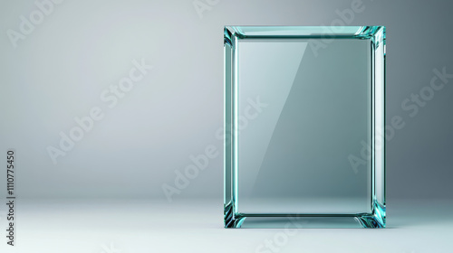 transparent glass frame with glowing edges, perfect for display