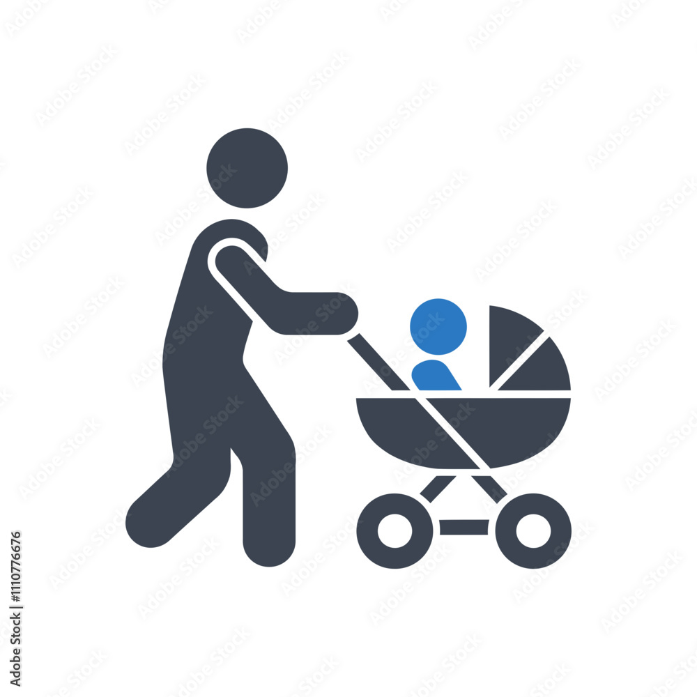 Baby Stroller Walking Icon Baby Stroller Walking Icon