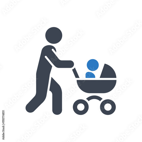 Parent Pushing Stroller Icon