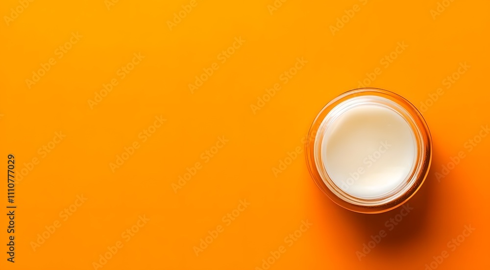 Face cream in a jar on orange background Face cream in a jar on orange background