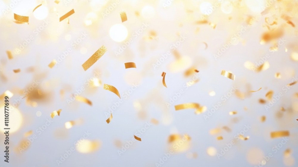 Golden confetti falling a soft, blurred background for festive celebrations. Golden confetti falling a soft, blurred background for festive celebrations.