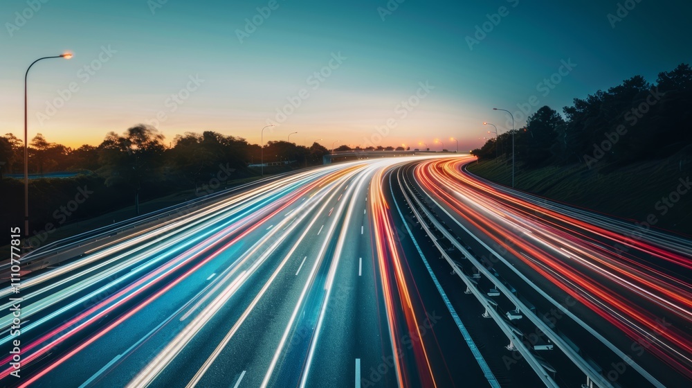 photograph of speeding light trails in blue red with motion blur digital futuristic highway concept photograph of speeding light trails in blue red with motion blur digital futuristic highway concept