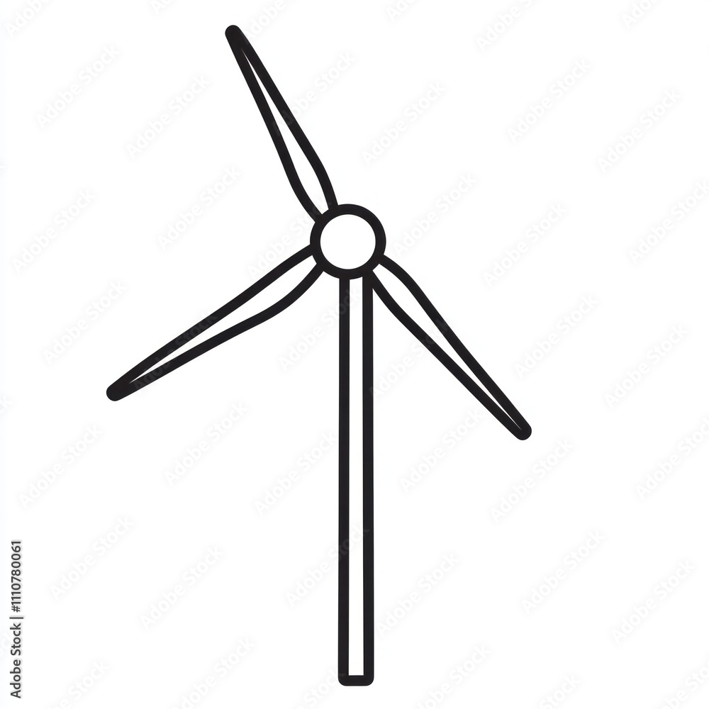 Simple line drawing of a wind turbine. Simple line drawing of a wind turbine.