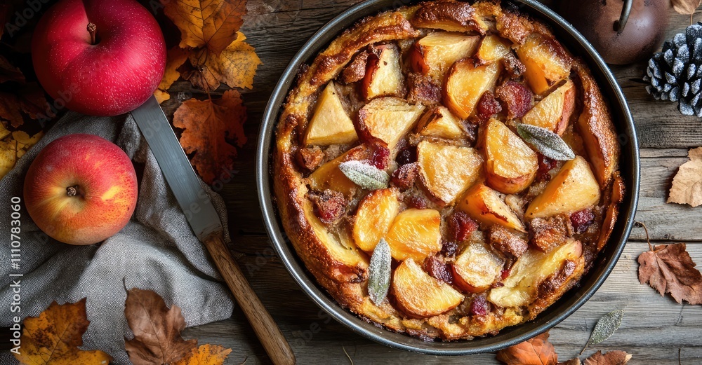 Spicy Autumn Fruit Bake. AI generated illustration. Spicy Autumn Fruit Bake. AI generated illustration.