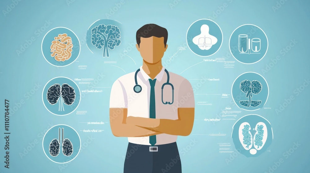 An infographic detailing the symptoms and risks associated with prostate cancer, designed for patient education An infographic detailing the symptoms and risks associated with prostate cancer, designed for patient education