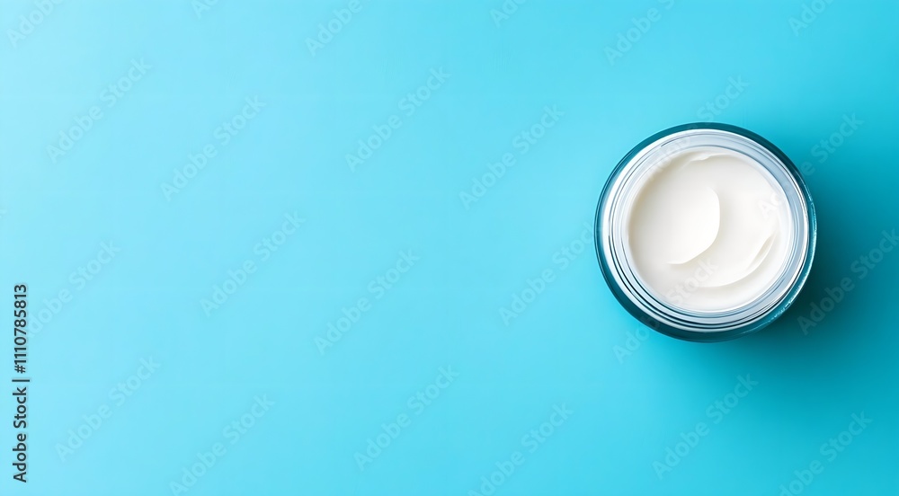 jar of face cream on blue background jar of face cream on blue background