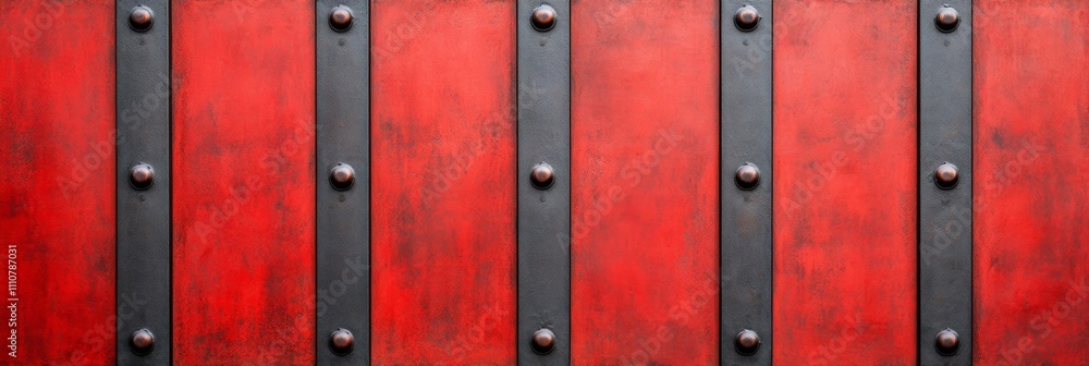 Fototapeta premium Industrial Kiln with Metal; vibrant red, black, metallic gray accents 