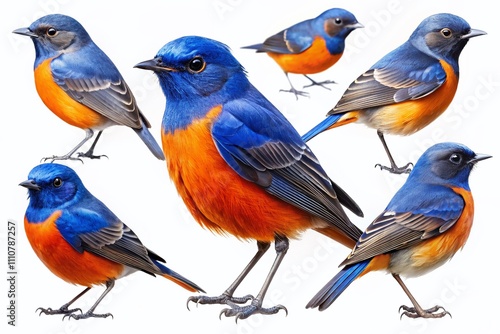 Stunning Collection of Bluefronted Redstart Birds Isolated on a White Background for Nature and Wildlife Photography Enthusiasts photo