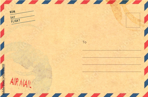 Backside of postcard with dirty stain