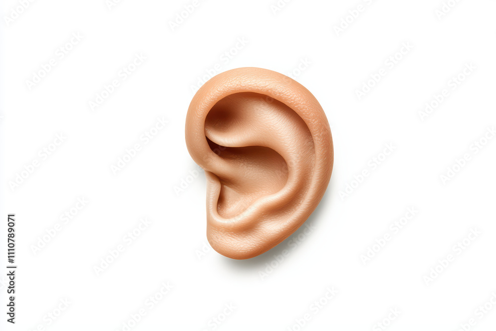 Detailed closeup of human ear highlighting its structure and texture, showcasing unique features and contours of ear Detailed closeup of human ear highlighting its structure and texture, showcasing unique features and contours of ear