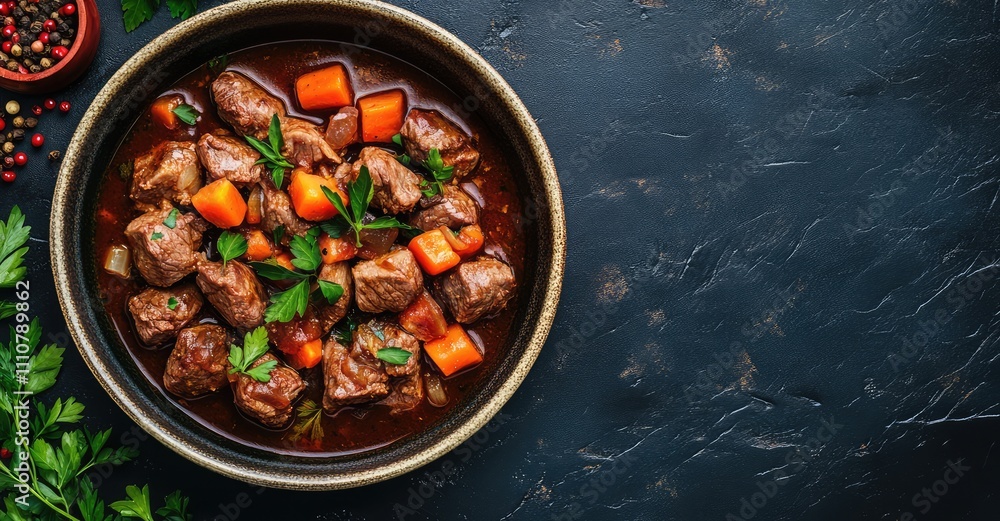 Veal Stewed with Vegetables in Tomato Sauce. AI generated illustration. Veal Stewed with Vegetables in Tomato Sauce. AI generated illustration.