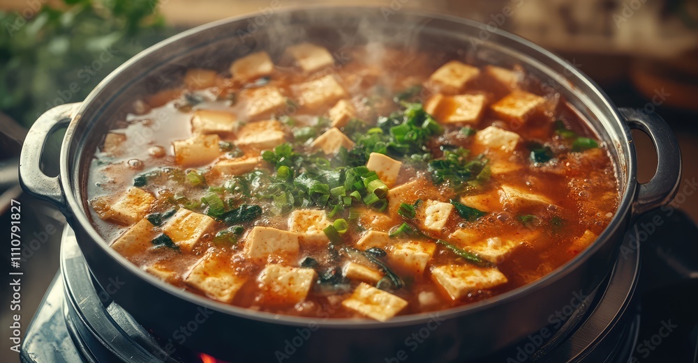 Spicy Winter Vegetable and Tofu Dish. AI generated illustration. Spicy Winter Vegetable and Tofu Dish. AI generated illustration.