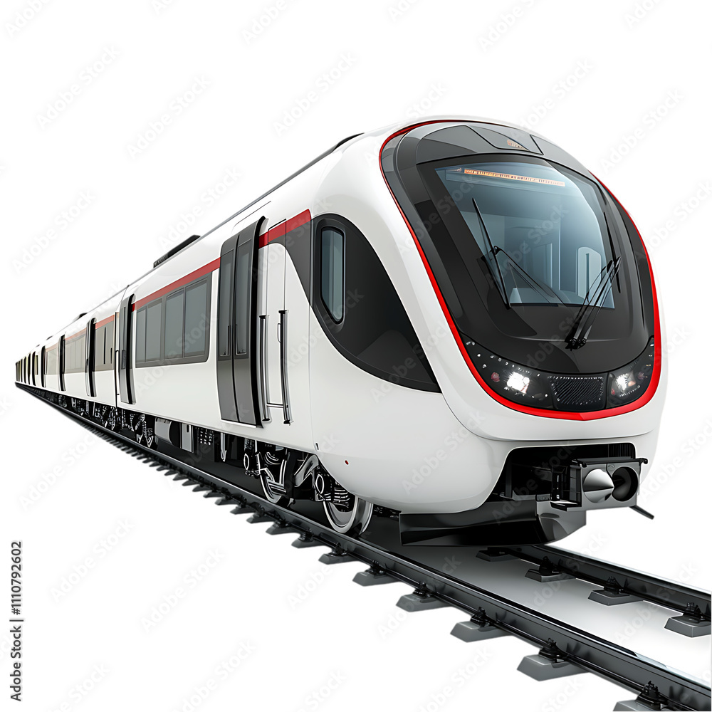 Fototapeta premium Modern High-Speed Train on Railway Tracks - Transparent PNG